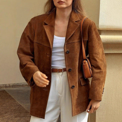 Chic Women's Blazer Jacket with Patch Pockets