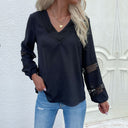 Ladies' Lace Accent V-Neck Blouse
