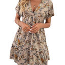 Chic V-Neck Mini Dress with Flowing Hem for Women