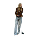 Chic Women's Blazer Jacket with Double Button Closure and Subtle Shine