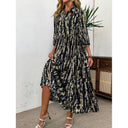 Chic Women's Ruffle Shirt Dress with Asymmetrical Hem