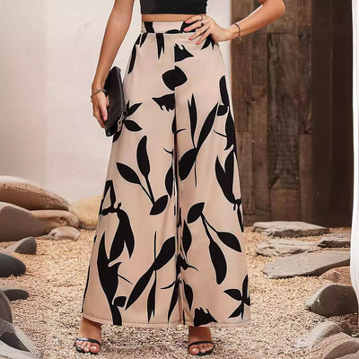 Floral Print Women's High-Waisted Summer Trousers