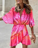 Animal Print Women's Wrap Dress with Statement Sleeves