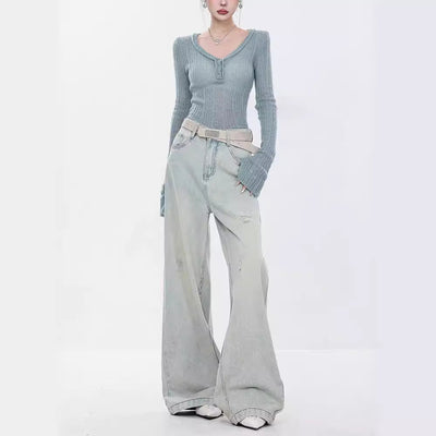 Chic High-Waist Wide-Leg Jeans for Women