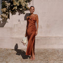 Chic Asymmetrical Evening Dress with Silky Finish