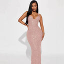 Stunning Sequin Evening Dress with Deep Neckline