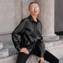Chic Women's Faux Leather Blouse