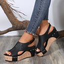 Women's Cork Platform Sandals with Fashionable Cutouts by Heidi-Mode