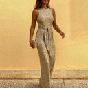 Sparkling Women's Evening Dress with Chic Waist Belt