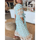 Bohemian Chic Dress with Braided Lacing and Handmade Accents