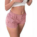 Women's Cargo Shorts with Elastic Waistband and Ample Pockets