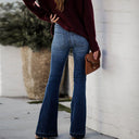 High-Waisted Flared Jeans with Frayed Hem