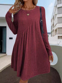 Chic Asymmetric Ribbed Dress for Women