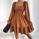 Women's Mini Dress with Puff Sleeves & Ruffles