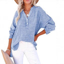Women's Cotton Blouse with Button Placket
