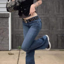 Retro High-Waisted Flared Denim Jeans for Women