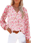 Floral V-Neck Blouse for Women