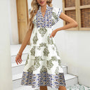 Floral V-Neck Women's Blouse Dress