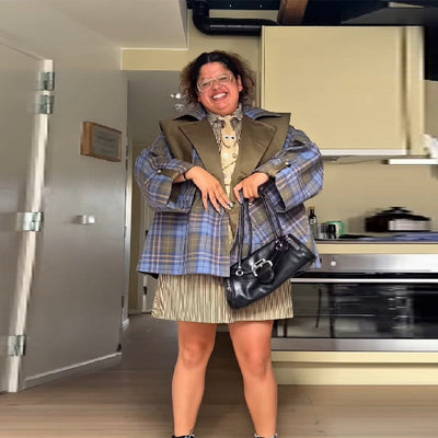Plus Size Checkered Women's Blazer