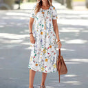 Floral-Patterned Women's Summer Dress with Pockets