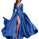 Chic V-Neck Evening Dress with Side Slit