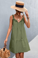 Chic Ruffle Summer Dress with Adjustable Waist