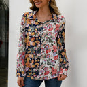 Floral Print Women's Blouse with Button Accents