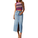 Chic Women's Denim Skirt with Slit Design