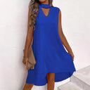 Chic Asymmetrical A-Line Dress with Keyhole Neckline