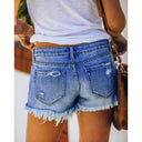 Trendy Vintage Women's Denim Shorts with American Motif