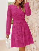 Stylish Women's Blouse Dress with Unique Cutwork and Statement Sleeves