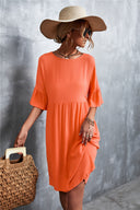 Flared Sleeve Women's Dress with Elastic Waist