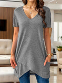 Stylish V-Neck Tee with Handy Pockets