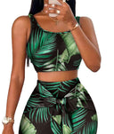 Chic Women's Crop Top and Midi Dress Combo