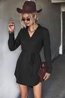 Chic Blouse Dress with Stylish Lacing and Button Accents