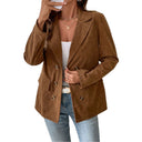 Fashionable Corduroy Women’s Blazer Jacket with Two Buttons