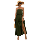 Chic Strapless Women's Maxi Dress with Side Slit