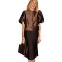Chic Midi Dress with Structured Bodice and Statement Sleeves