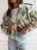 Chic Women's Checked Short Blazer with Stylish Design