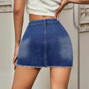 Chic Button-Down Fringed Denim Skirt for Women