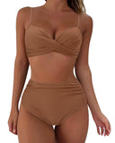 Stylish Women's High-Waist Animal Print Bikini