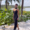 Chic Rhinestone-Adorned Evening Gown for Women