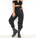 Women's Chain Detail Baggy Trousers with Stylish Waistband