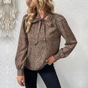 Chic Bow Neck Leopard Print Blouse