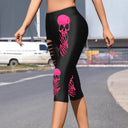 Trendy Skull Print Leggings with Stylish Cut-Out Design