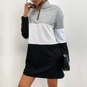 Sporty High Collar Women's Dress with Zipper
