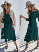 Adjustable Belt Women's Shirt Dress - Stylish and Chic
