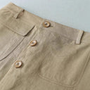 Chic Women's Linen Skirt with Button Accents