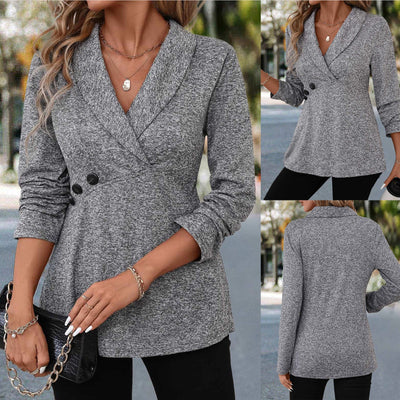 Chic Women's Blazer Jacket with Button Accents