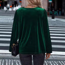 Chic Velvety Blouse with Draped Neckline for Women